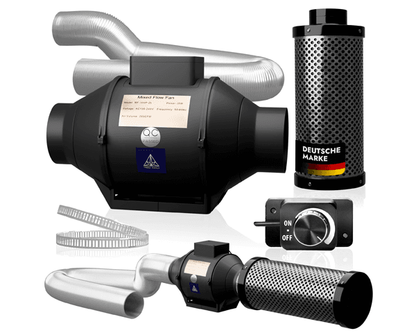 Jetzt ansehen Treez Tools Grow 4-Zoll Inline-Lüfter und Aktivkohlefilter-Kombination mit Geschwindigkeitsregler 100mm