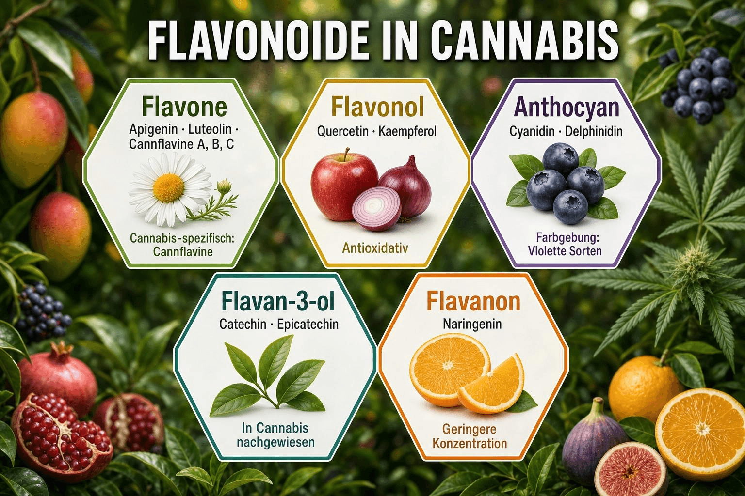 Gruppen von Flavonoiden, die in Cannabis vorkommen