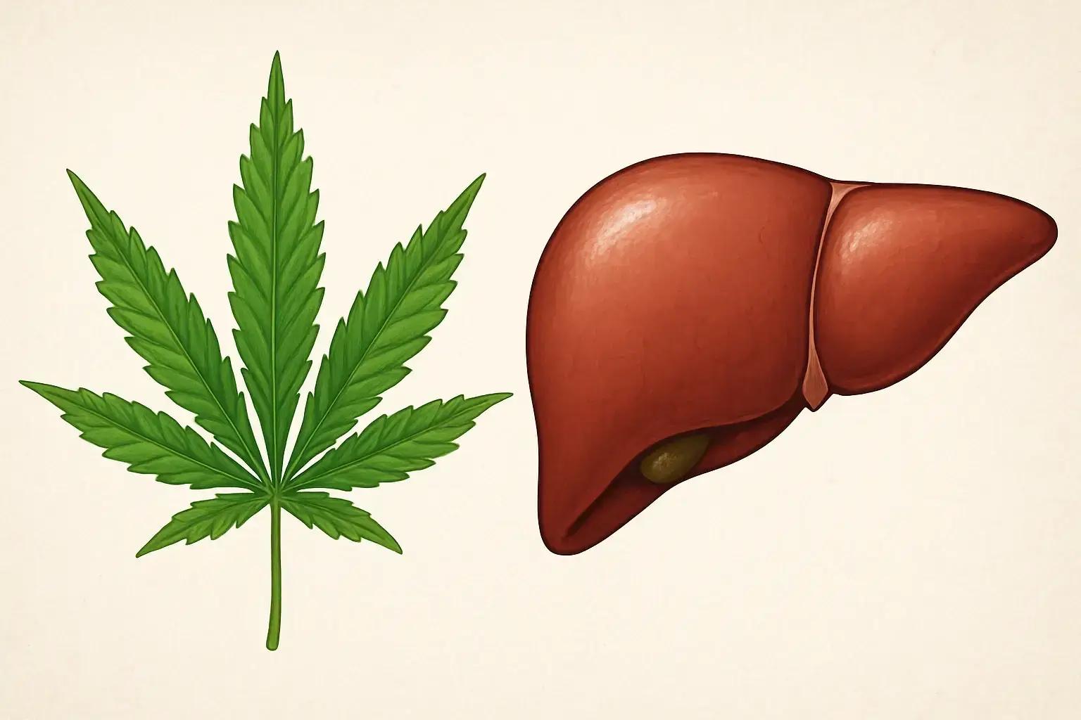cannabisblatt neben leber