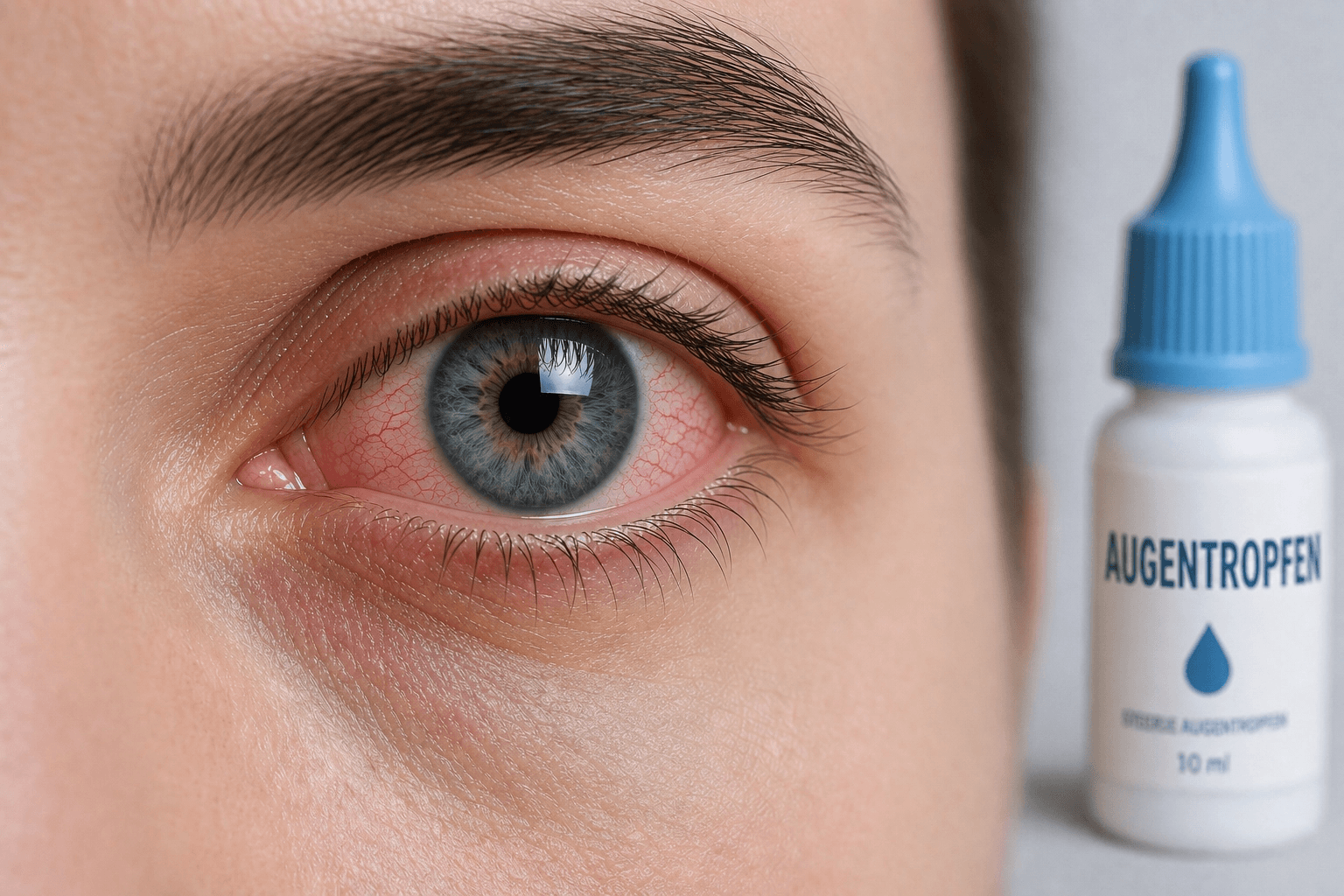Gerötetes Auge als typische Cannabis-Nebenwirkung – Augentropfen helfen, die Rötung zu lindern