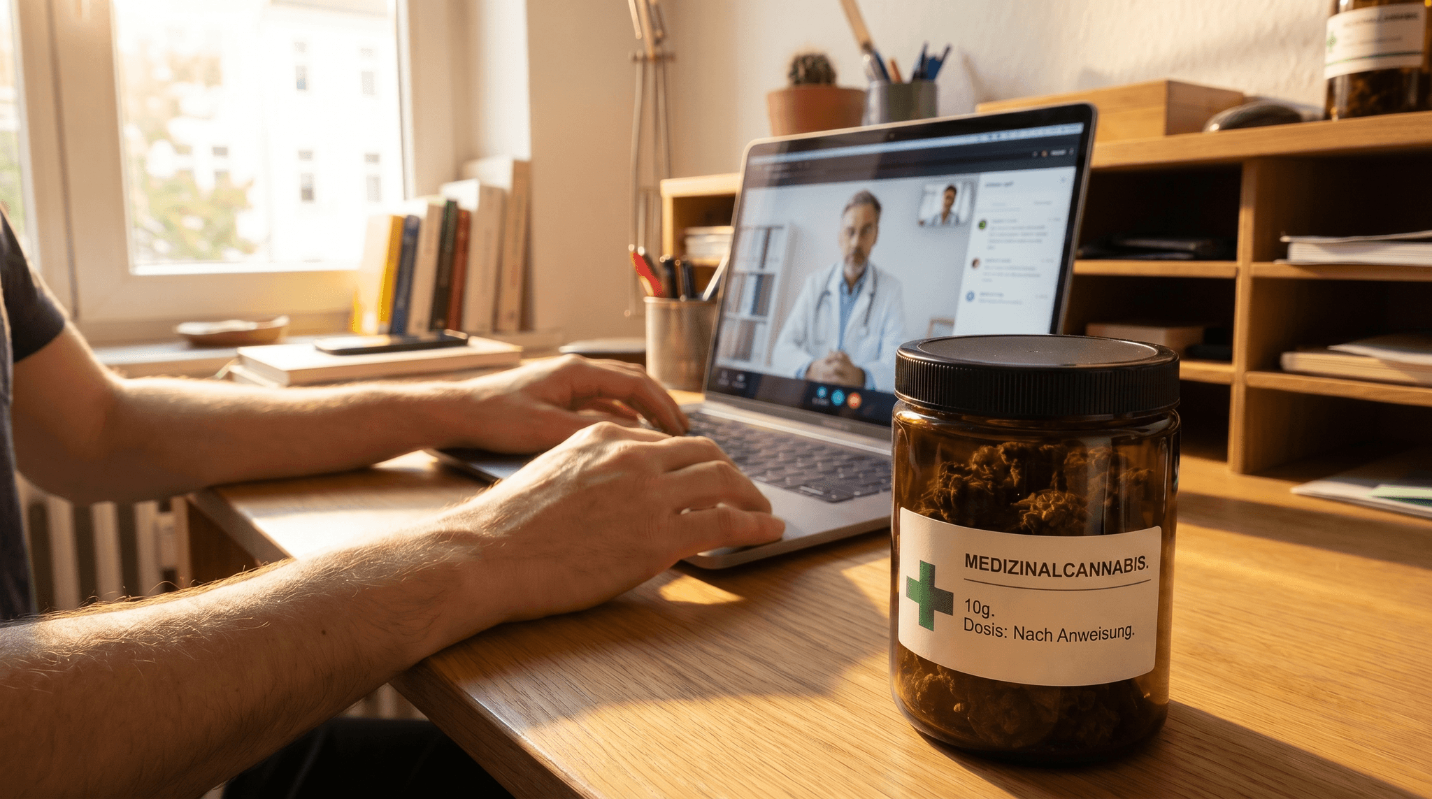 Telemedizinische Videosprechstunde: Über Online-Plattformen gelangen Patienten in Deutschland zunehmend unkompliziert an ein Rezept für Medizinalcannabis.