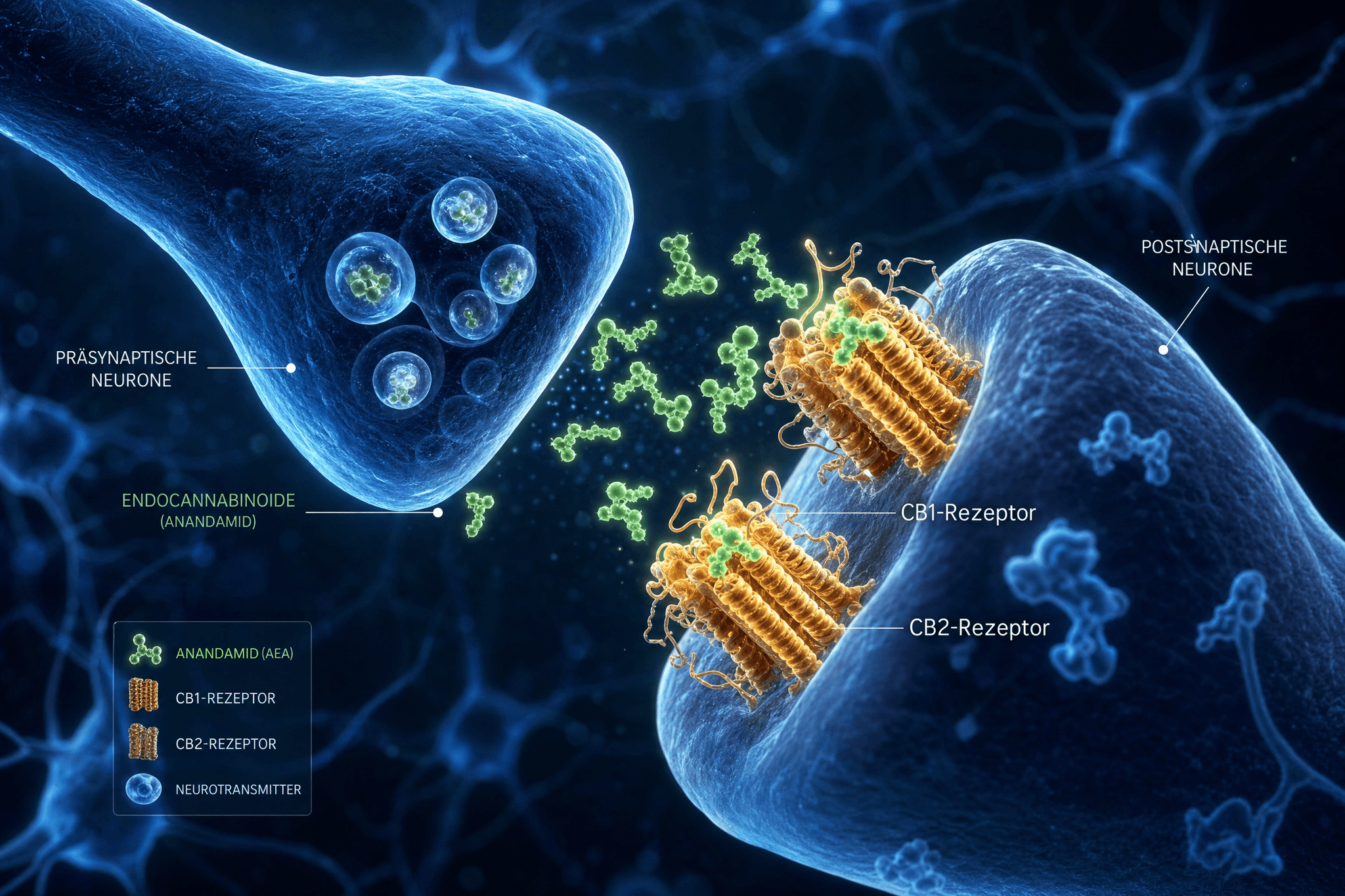 Darstellung des Endocannabinoidsystems und seiner Komponenten in Neuronen