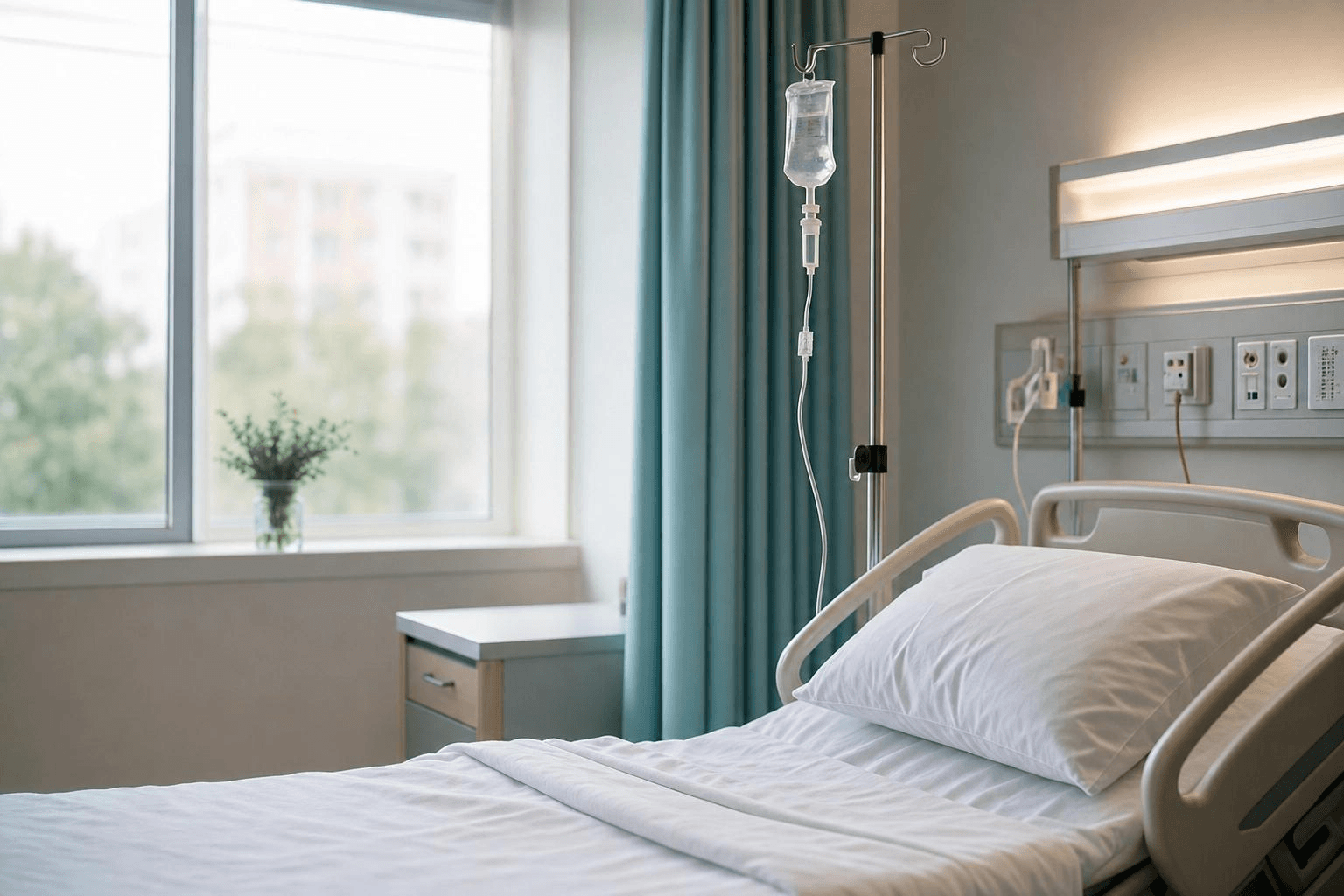 Das Bild eines leeren Krankenhausbetts
