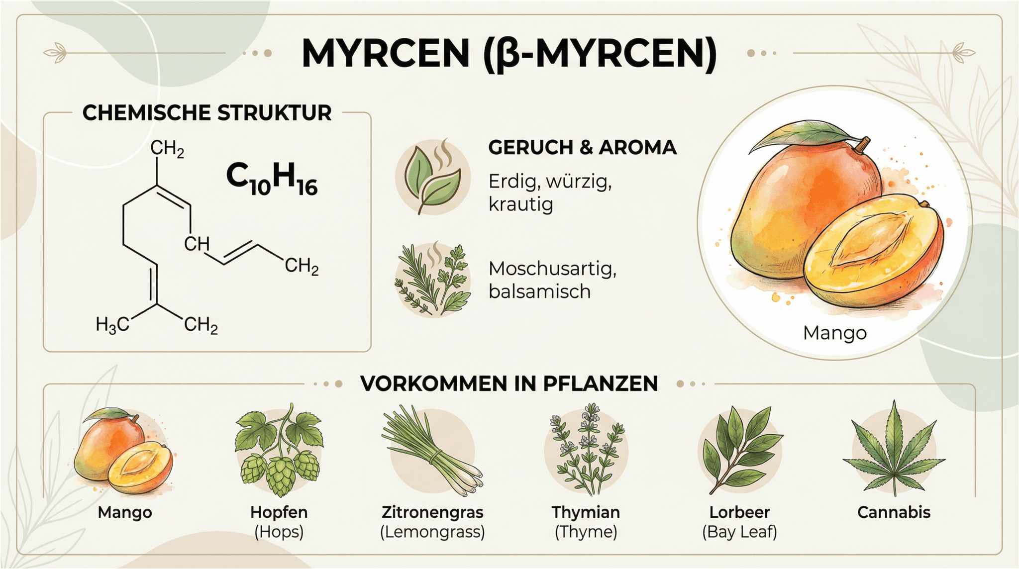 Infografik über das Terpen Myrcen