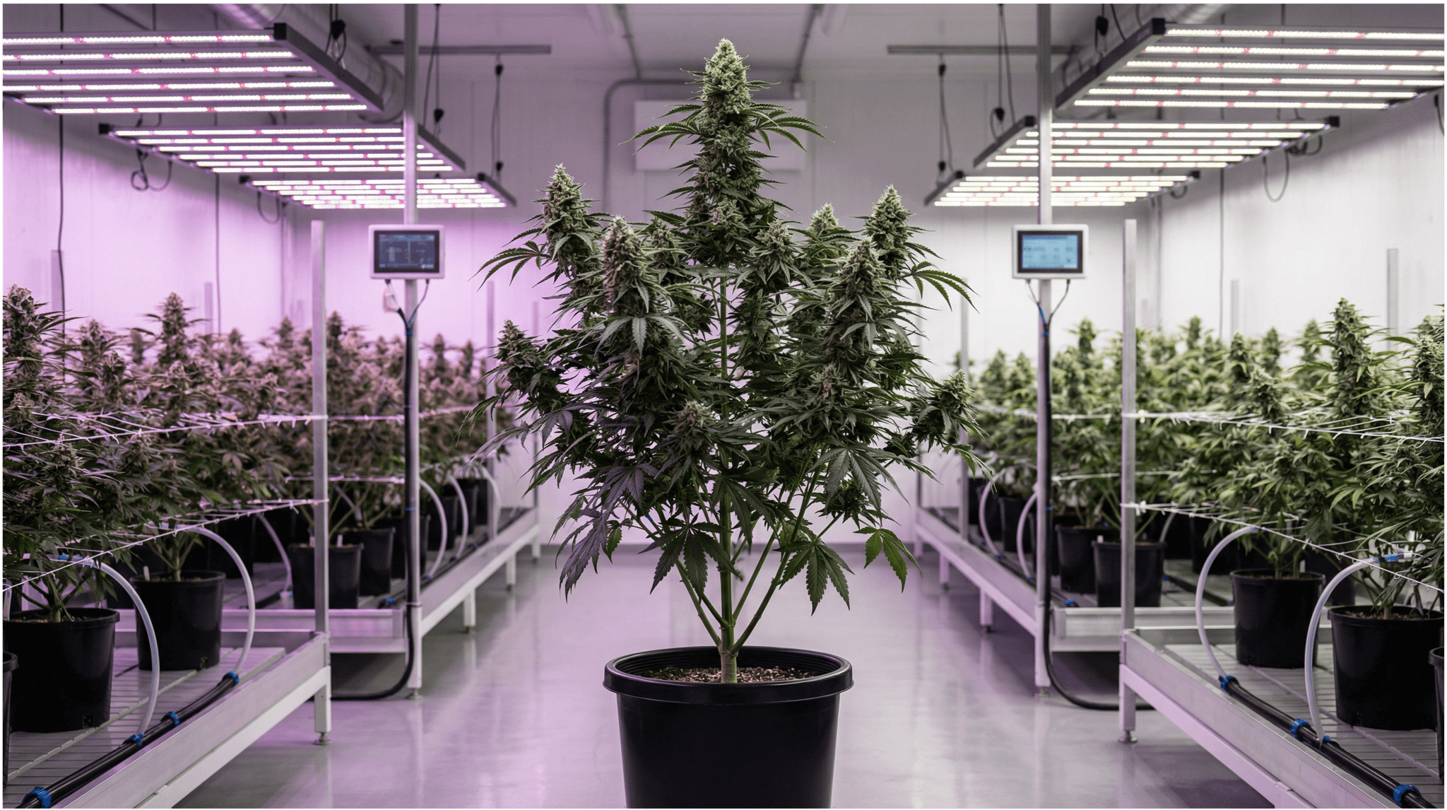 Cannabispflanze in medizinischer Indoorproduktion