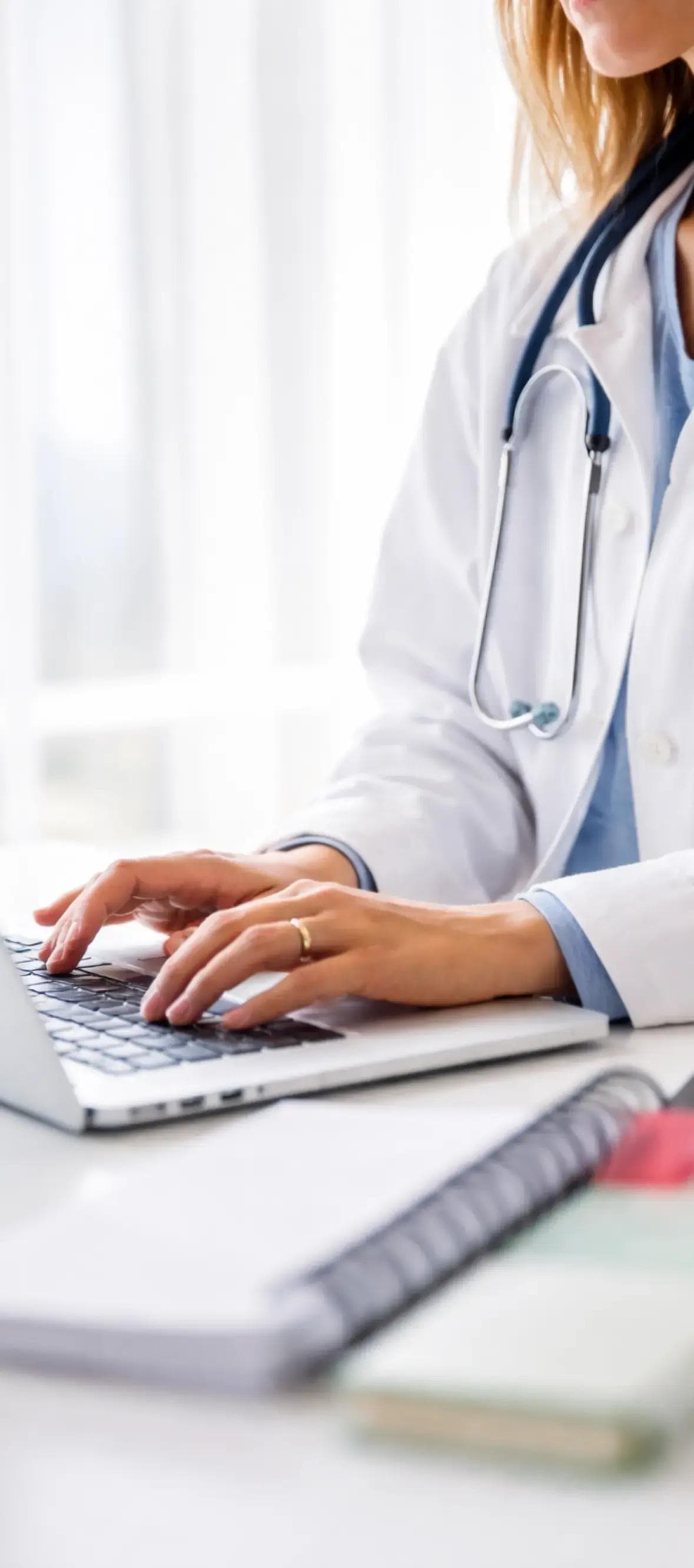 Doctor typing